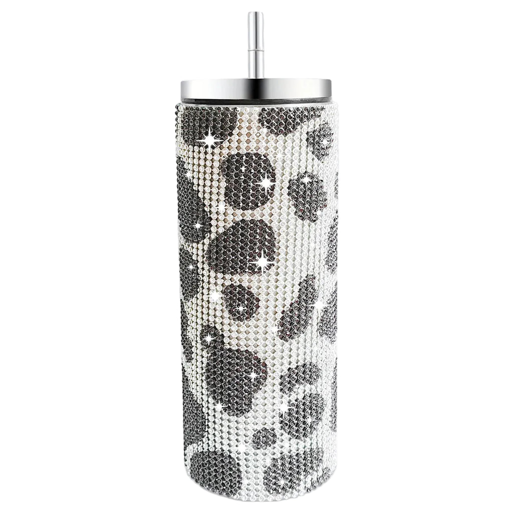 Leopard Print Rhinestone Water Bottle