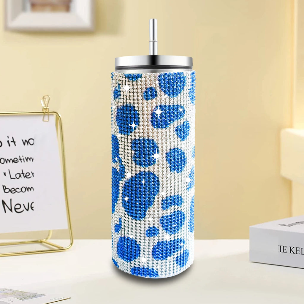 Leopard Print Rhinestone Water Bottle