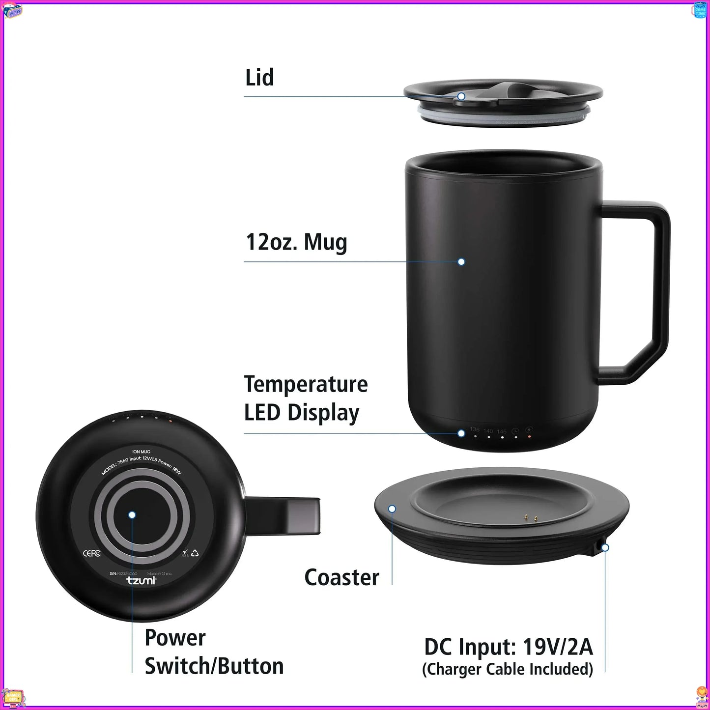 Temperature Coffee Mug Stainless Steel with USB Warmer Base