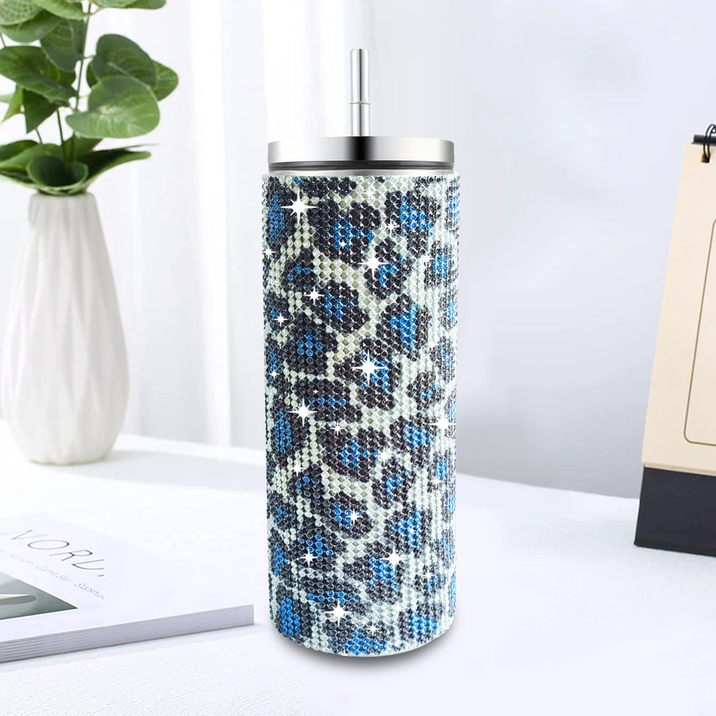 Leopard Print Rhinestone Water Bottle
