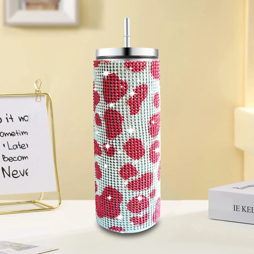 Leopard Print Rhinestone Water Bottle
