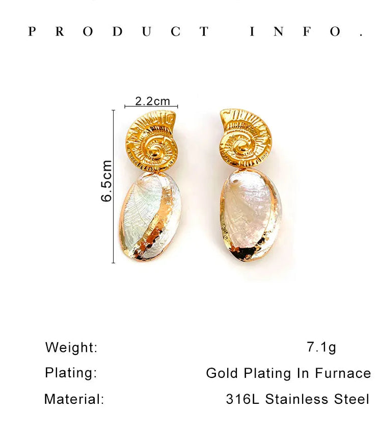 Elegant Gold-Plated Conch Shell Earrings
