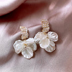 Elegant Shell Flower Tassel Earrings