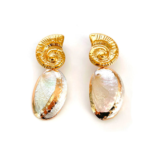 Elegant Gold-Plated Conch Shell Earrings