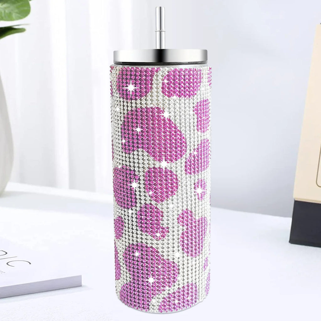 Leopard Print Rhinestone Water Bottle